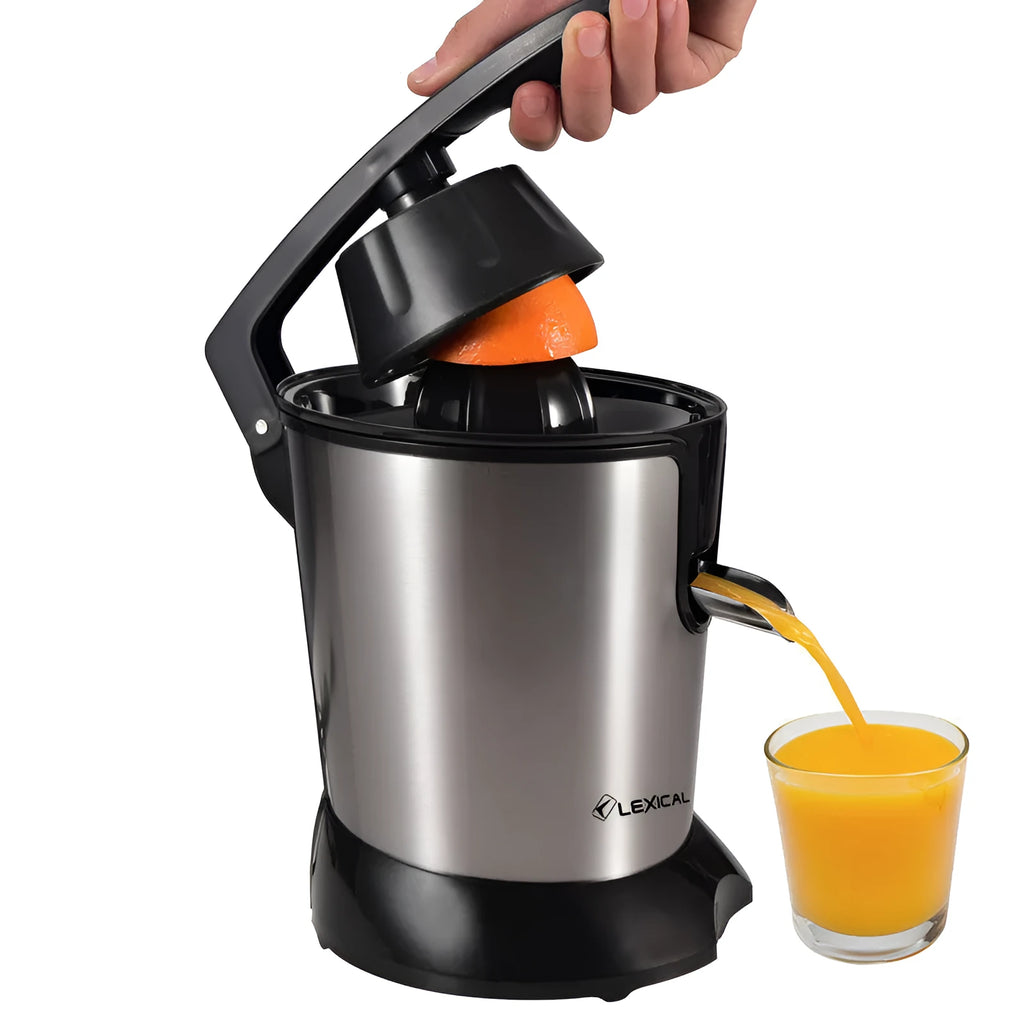 Stainless steel electric juicer for lemons and oranges with vertical screw rod cutter