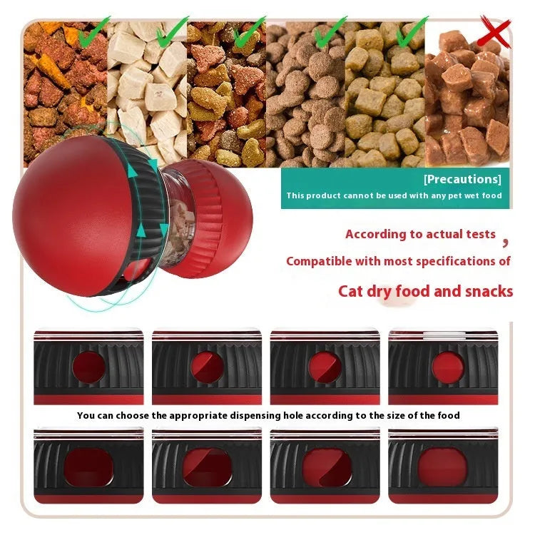 Plastic rotating cat toy with a super ball, showing its 155mm size.