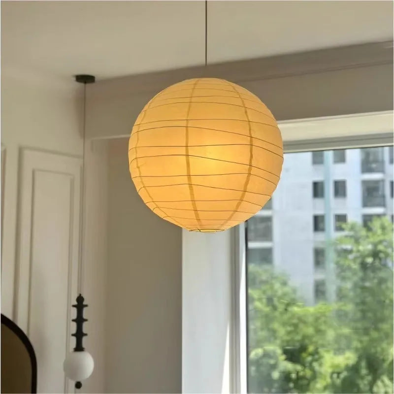 Japanese style white rice paper ball chandelier pendant light for ceiling.