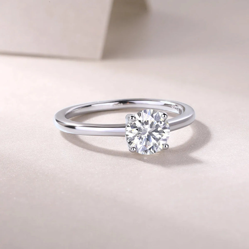 Love Words wedding ring set with heart-shaped moissanite in S925 silver platinum-plated, 1 carat stone in gift box