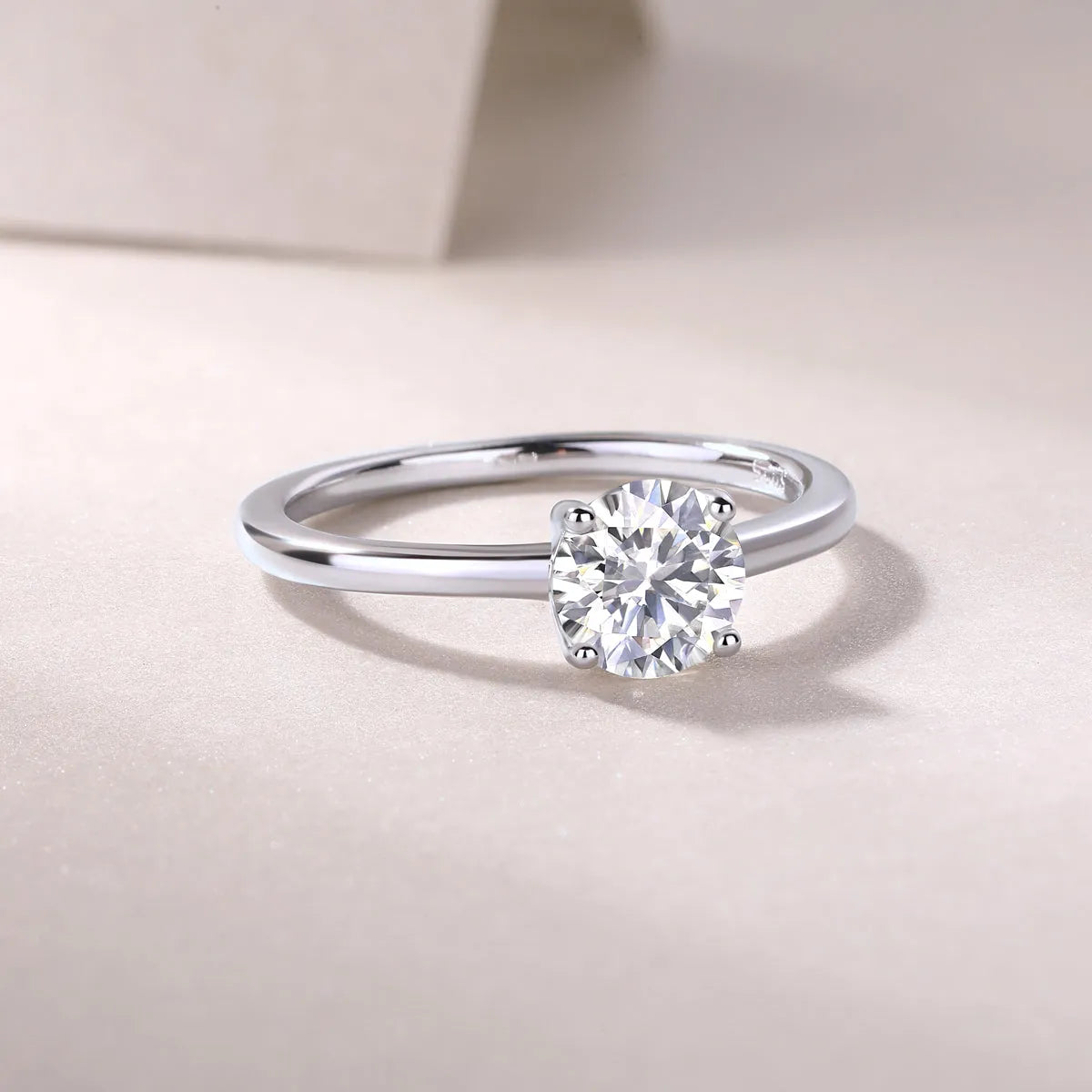 Love Words wedding ring set with heart-shaped moissanite in S925 silver platinum-plated, 1 carat stone in gift box