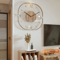 Transparent wooden wall clock showing internal mechanism in modern 35x35cm framed and frameless designs