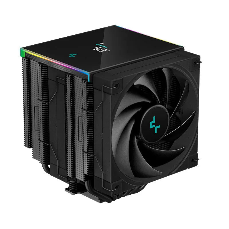 Twin tower CPU air cooler with digital display and copper-aluminium construction