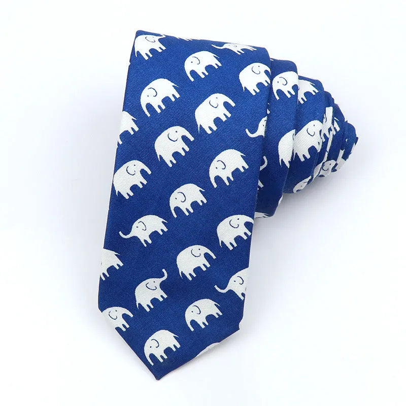 Narrow cotton bow tie with Korean-style cartoon patterns in multiple colour options