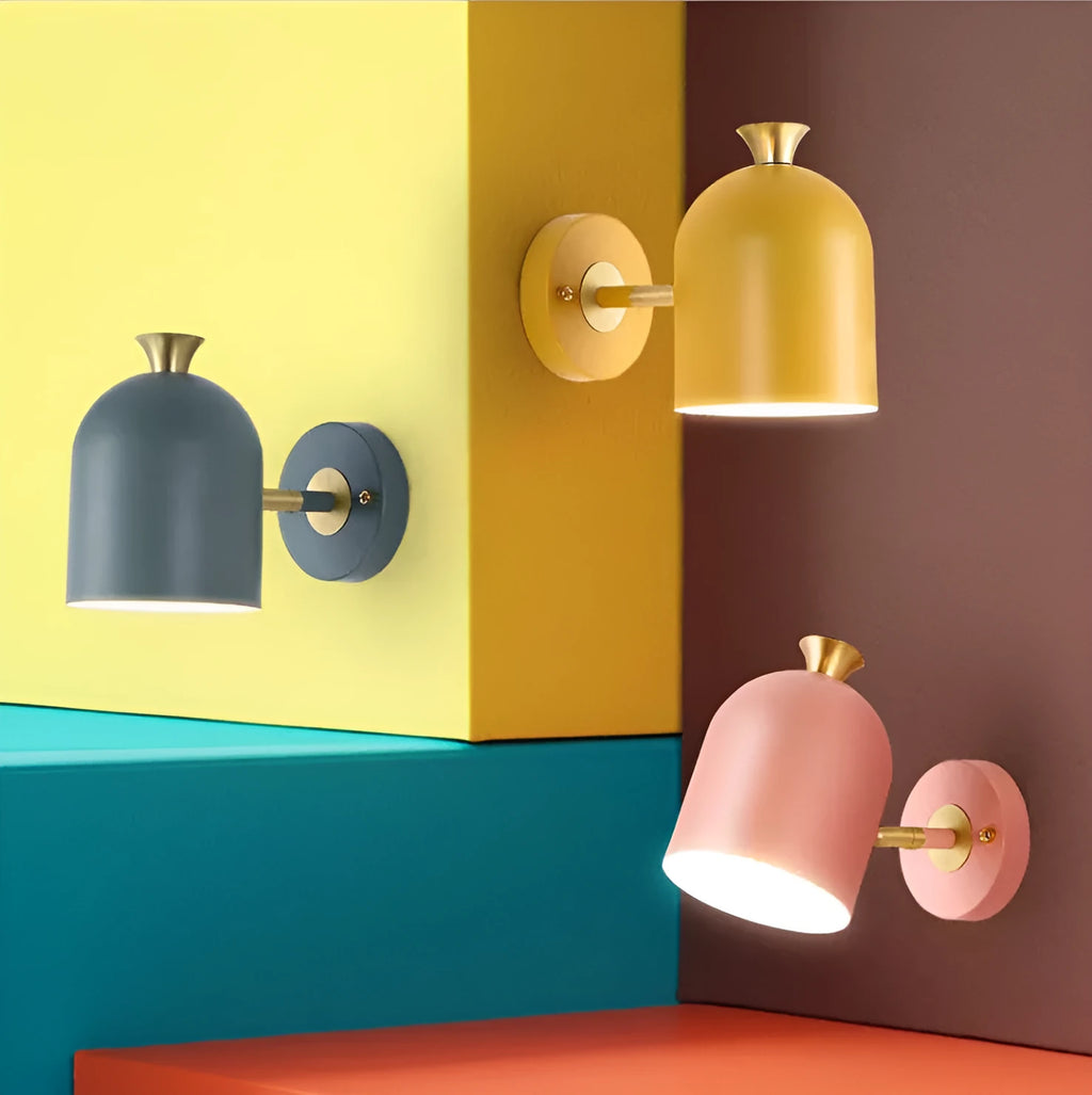 Modern aluminium bedside wall lamp with a mirrored front and a single LED light head.