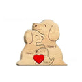 Wooden dog shaped ornament in modern minimalist style with coloured finish for home decor