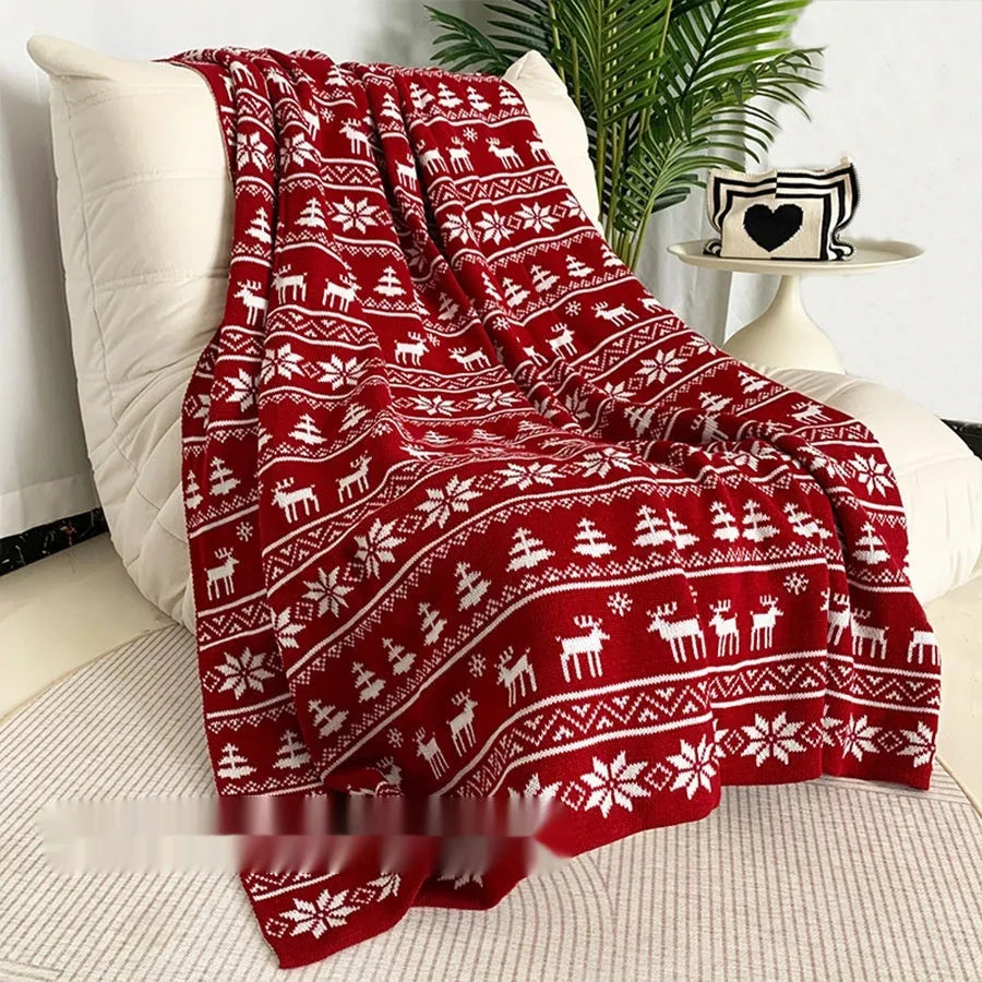 Personalised acrylic Christmas blanket with snowflake or reindeer design in two sizes.