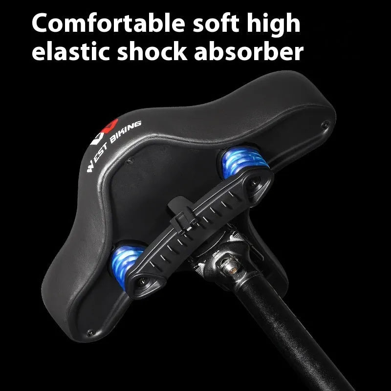 Black bicycle seat cushion with leather cover and thickened foam padding