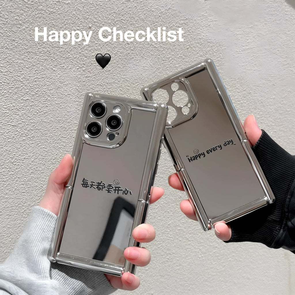 Silver grey mirror iPhone case with cylindrical bracket stand, electroplated TPU, anti-fall, all-inclusive