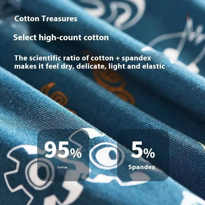 Men's cotton boxer shorts showing pattern options including Beast Carnival, floral, and space travel designs