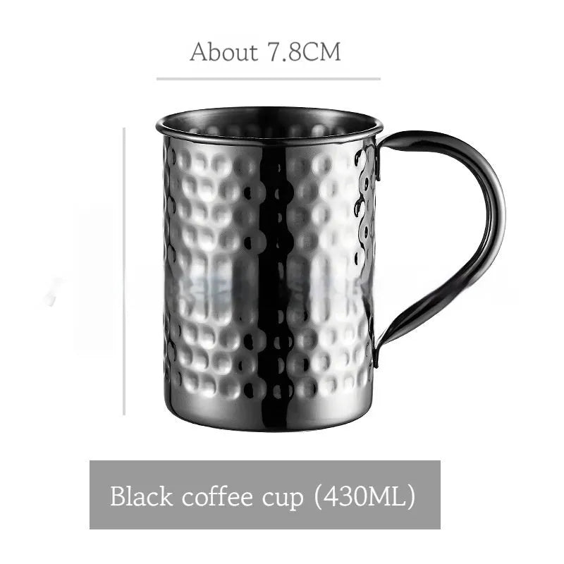 Stainless steel Moscow Mule cup with copper-plated finish in silver, gold, rose gold or black colour options