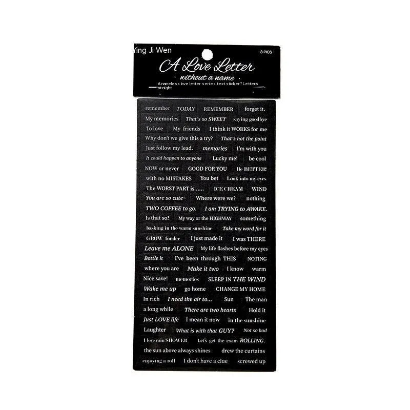 Set of three 90x175mm English quotation stickers on Japanese paper adhesive material