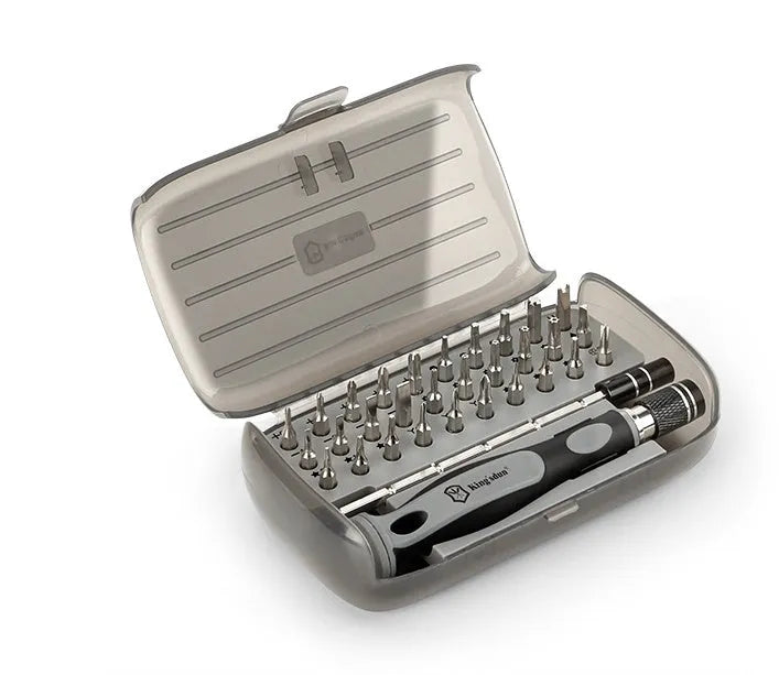 32-in-1 screwdriver repair tool set with storage case containing 30 bits