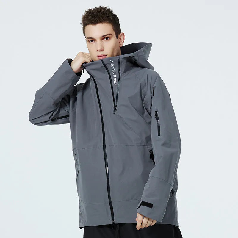 Unisex double plate ski suit in windproof waterproof construction for winter sports