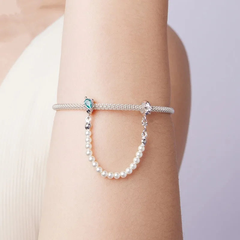 925 sterling silver sea turtle starfish charm bead with 5cm chain length on white background