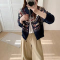 Ethnic style 3D jacquard pattern round neck pullover sweater in apricot beige colour