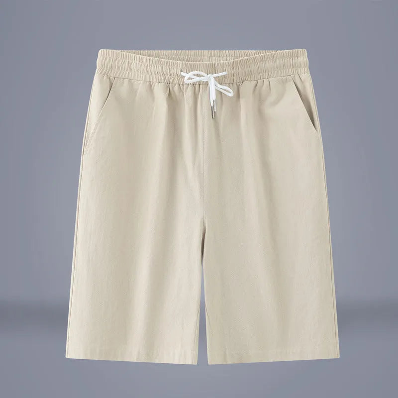 Cotton and linen cropped pants in army green with drawstring waist, shown as summer casual trousers