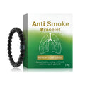 Men's smoke prevention bracelet made of glass and black gallstone on a wrist