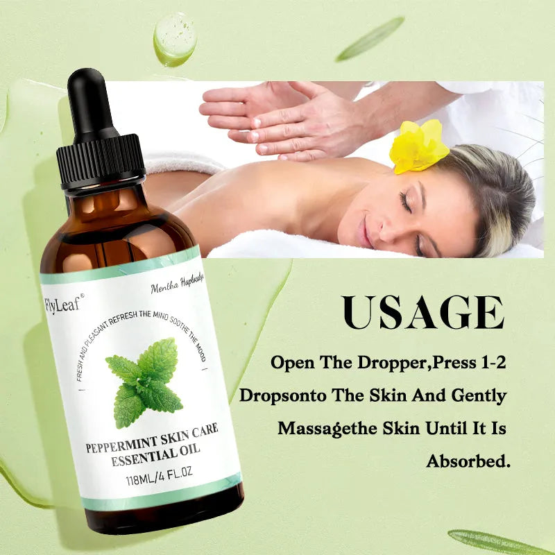 118ml bottle of pure natural peppermint essential oil for diffuser and massage