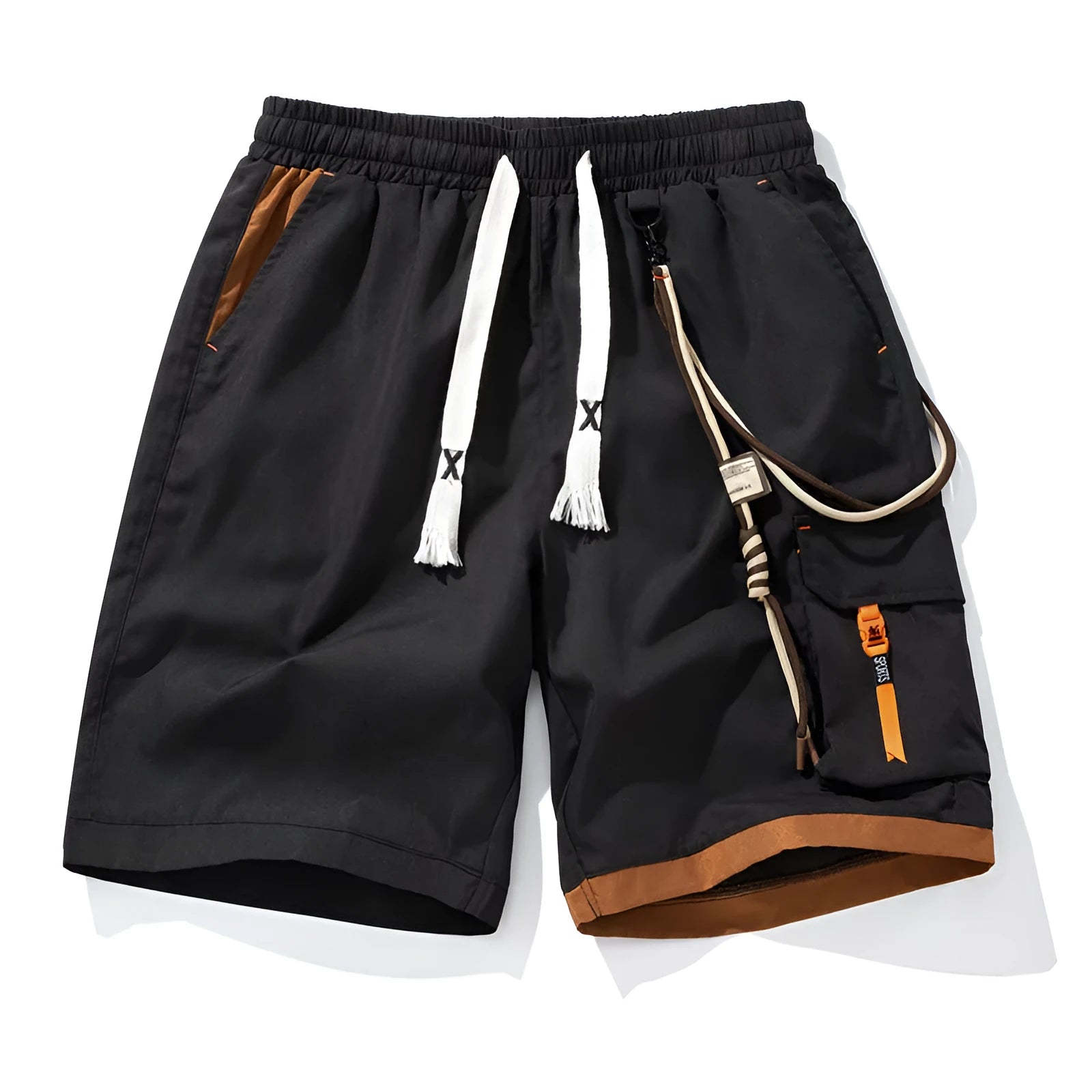 Men's plus size bamboo fibre sports shorts in a loose, high elasticity straight-leg cropped fit