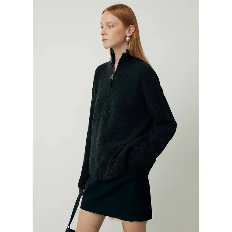 Women's wool loose lapels bandage dress in black and mountain rain grey colours with long sleeves