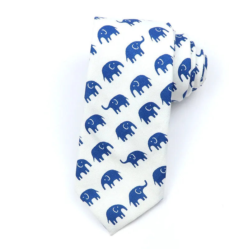 Narrow cotton bow tie with Korean-style cartoon patterns in multiple colour options