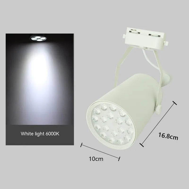 Modern aluminium LED track spotlight in black and white for clothing store background wall display