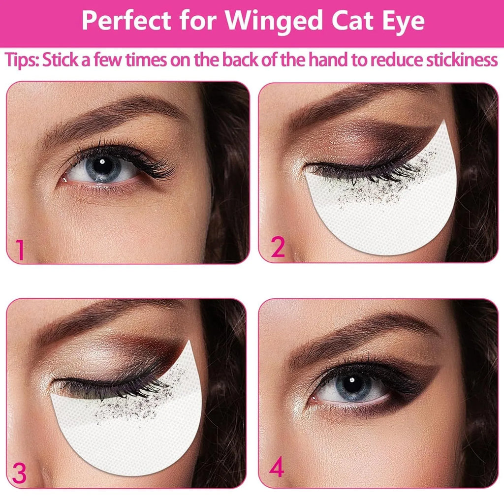 Half moon shaped disposable eyeshadow shields on a white background.
