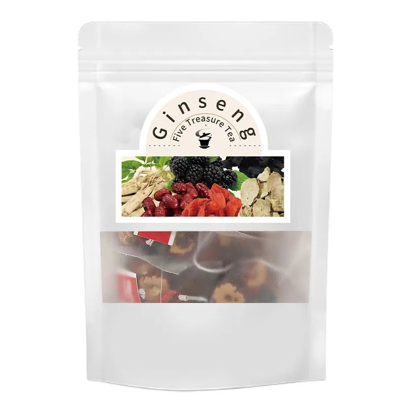 Ginseng Wubao Tea transparent bag showing 5g x 20 packs of herbal granules