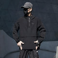 Men's black hooded zip-up thin coat, loose fit, sizes M to 2XL, external wear outer layer