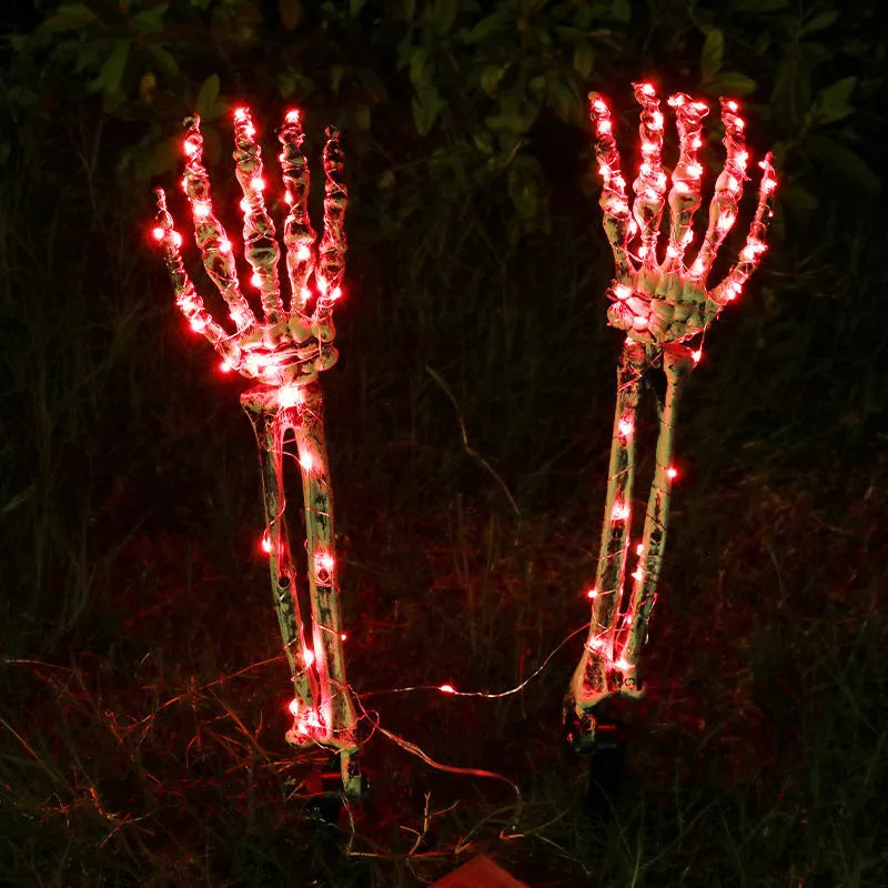 Halloween skeleton arm hand ground stake light with LED illumination for outdoor garden decoration