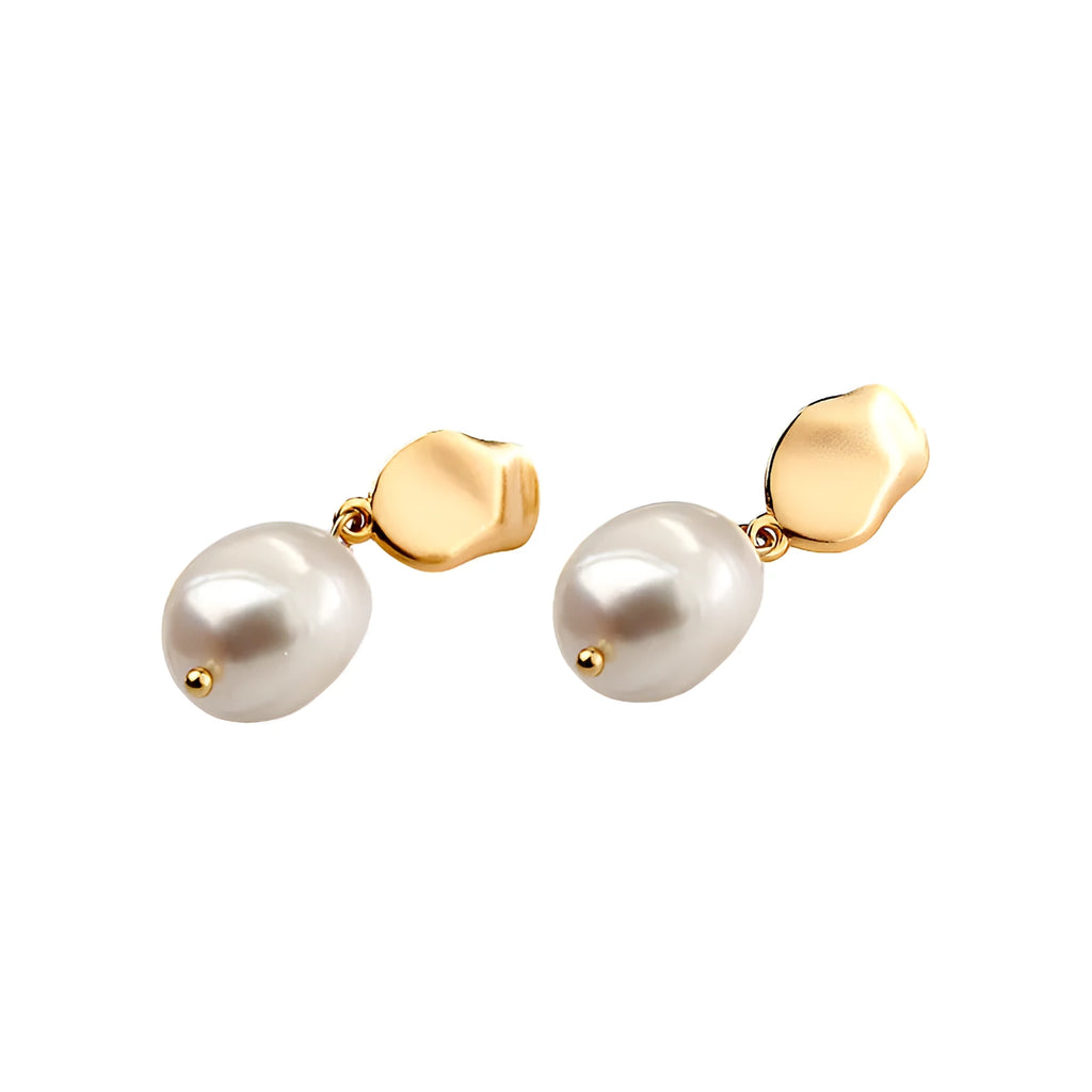 925 sterling silver baroque pearl earrings rose gold finish with gem inlay