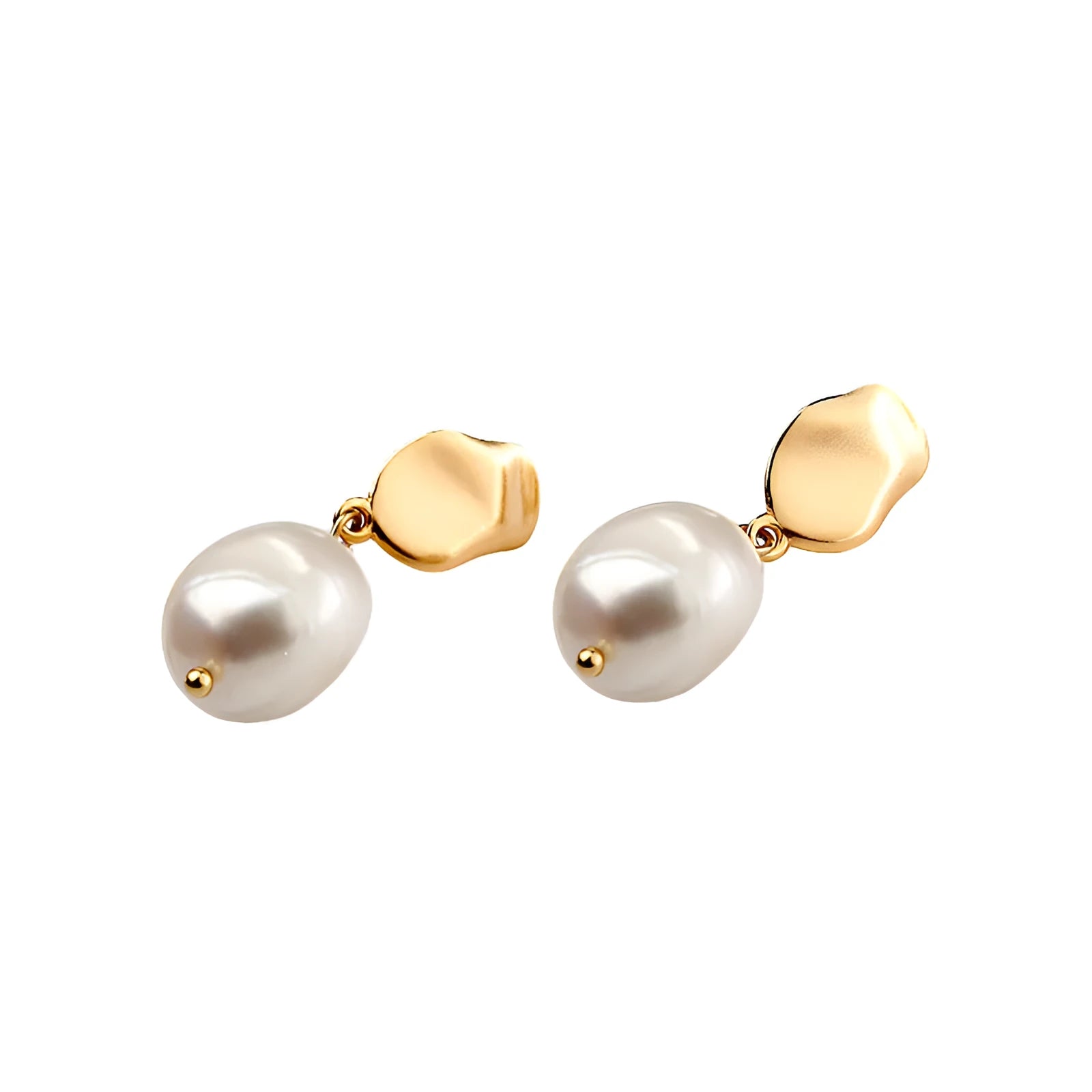 925 sterling silver baroque pearl earrings rose gold finish with gem inlay