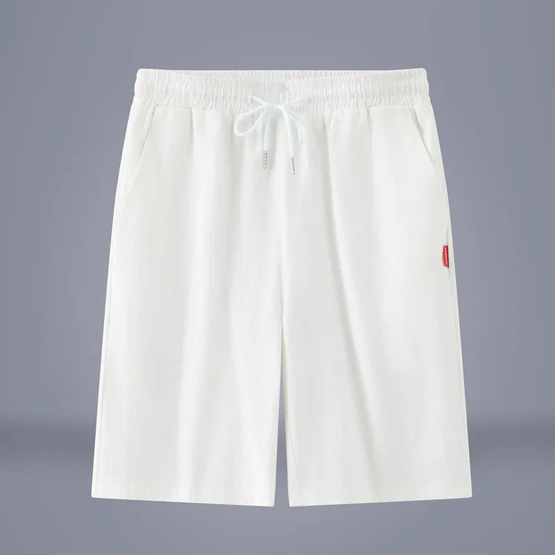 Cotton and linen cropped pants in army green with drawstring waist, shown as summer casual trousers