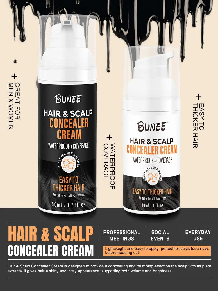 30 ml bottle of dense scalp concealer pomade for covering thinning hair and nourishing the scalp.