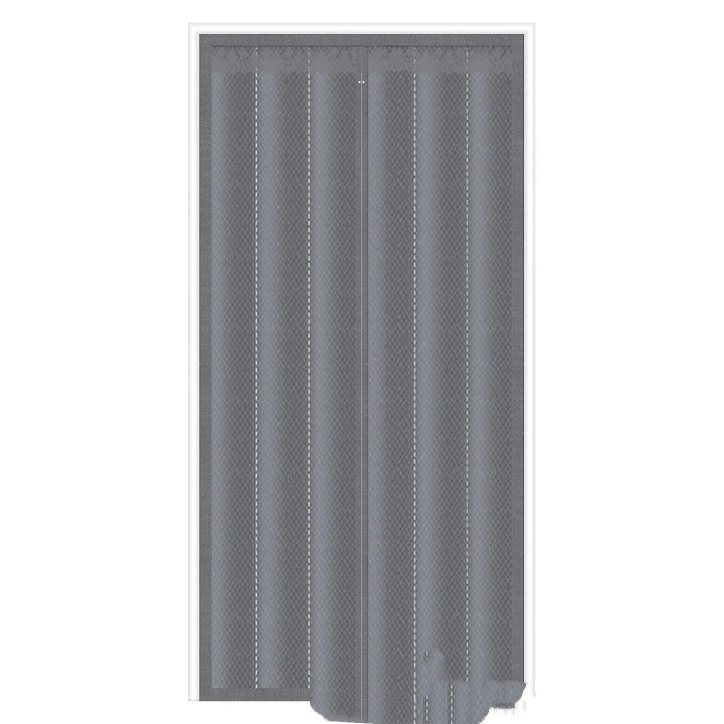 Full seam long magnetic strip cotton door curtain in New Chinese style pattern hanging in a doorway.