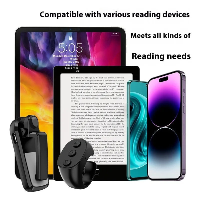 Wireless age-turner remote control and clicker for reading devices in black, pink or white colours