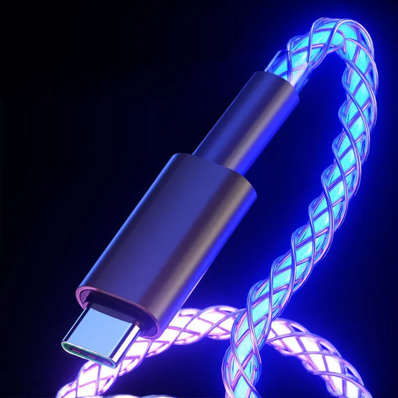 RGB charging data cable with colour gradient lighting 1m multi-interface