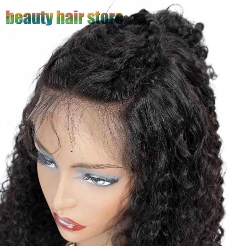 Brazilian kinky curly lace front human hair wig 150% density natural colour 1b# 8 to 24 inch length