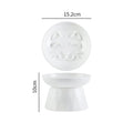 Ceramic tall cat bowl in neutral colour with raised design to protect spine during feeding