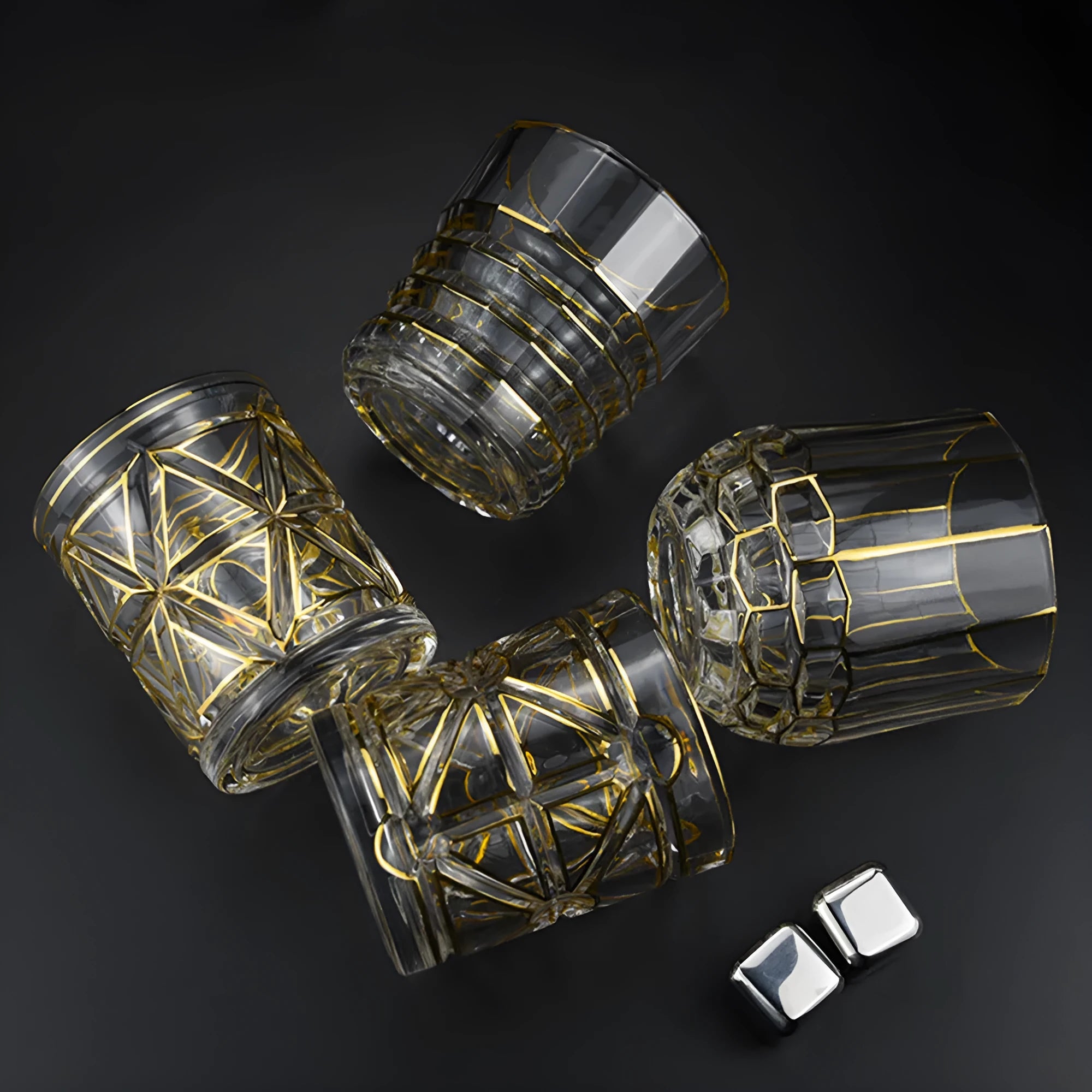 Crystal glass whiskey shot glass with gold finish and single-layer construction