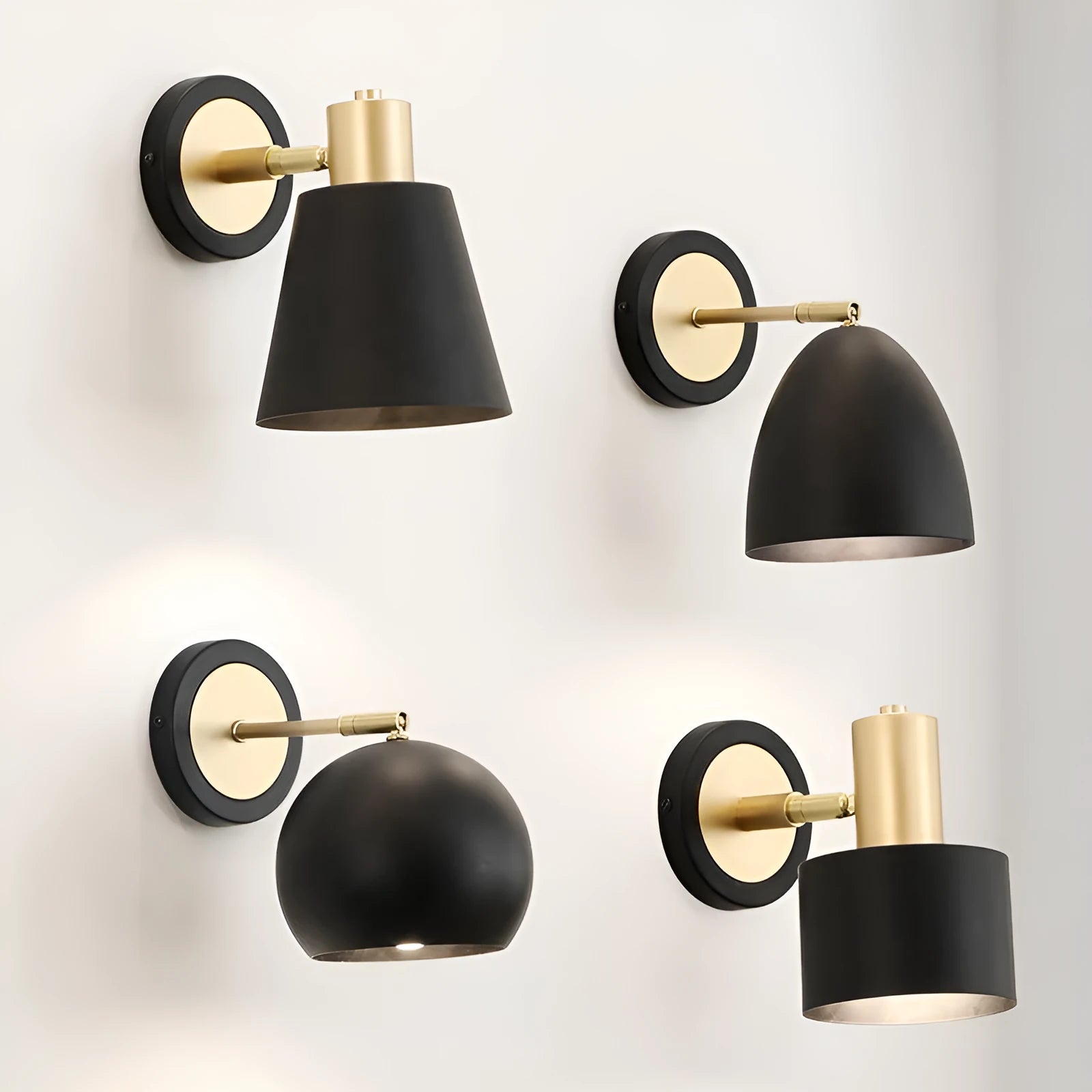 Nordic style iron wall lamp mounted on a wall beside a bed