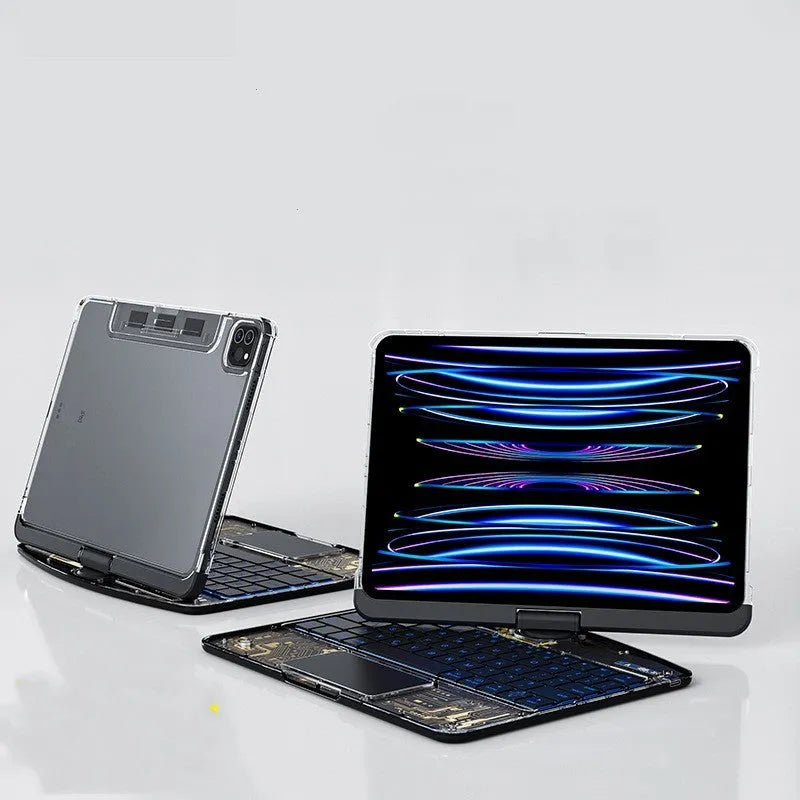Transparent protective case with built-in Bluetooth wireless keyboard for iPad Pro and iPad Air tablets