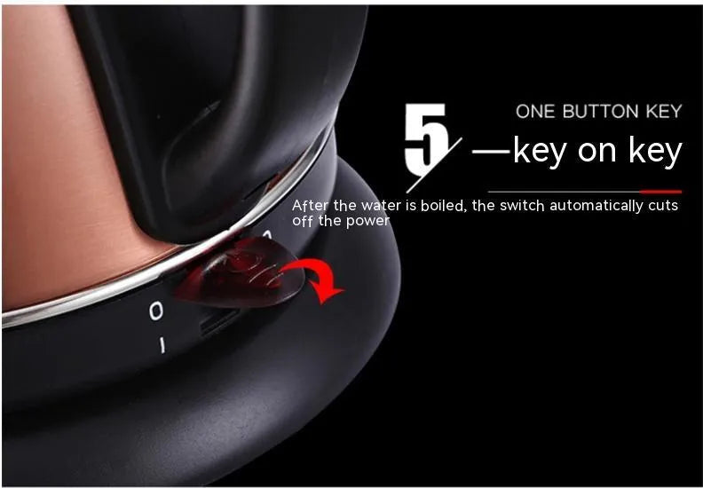 Gold stainless steel full-automatic kettle with touch controls and 1L capacity