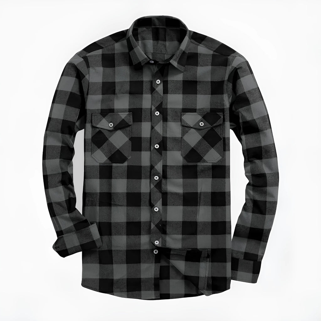 Flannel Plaid Shirt for Men All Seasons Versatile Loose Fit Long Sleeve Cardigan Style in Multiple Colours Black Blue White Red Orange Purple Yellow Green and Sizes S M L XL XXL XXXL
