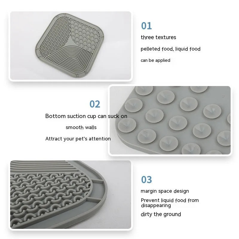 Silicone dog licking pad anti-choke slow feeder in large 20.8cm or small 15cm size, grey blue or yellow