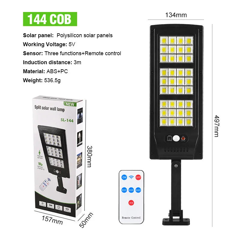 Plastic solar-powered street light with remote control for garden and wall lighting