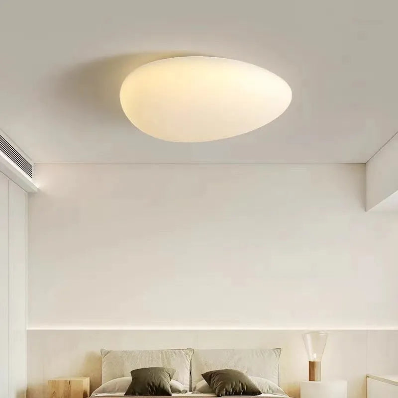 Modern minimalist LED ceiling light in white finish for master bedroom, 43cm size
