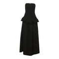 New women's solid colour black high waist off-neck split dress with A-line silhouette
