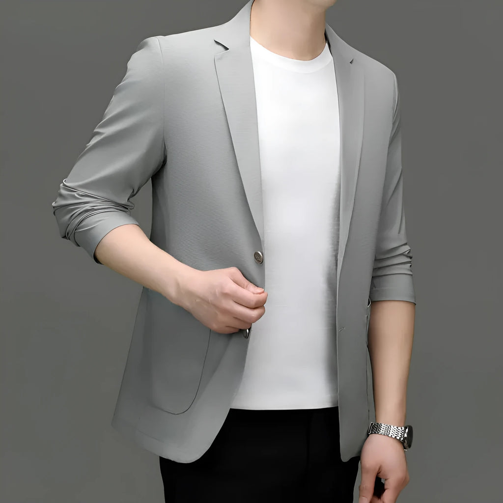 Men's thin ice silk sunscreen jacket, loose long sleeve, polyester lining, grey black navy khaki grey green
